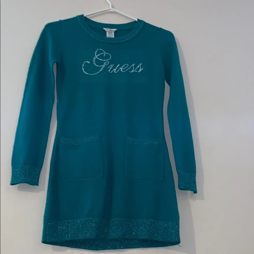 Guess - Studded Teal Knit Womens Dress Blouse Size Small Long Sleeve - Picture 1 of 8